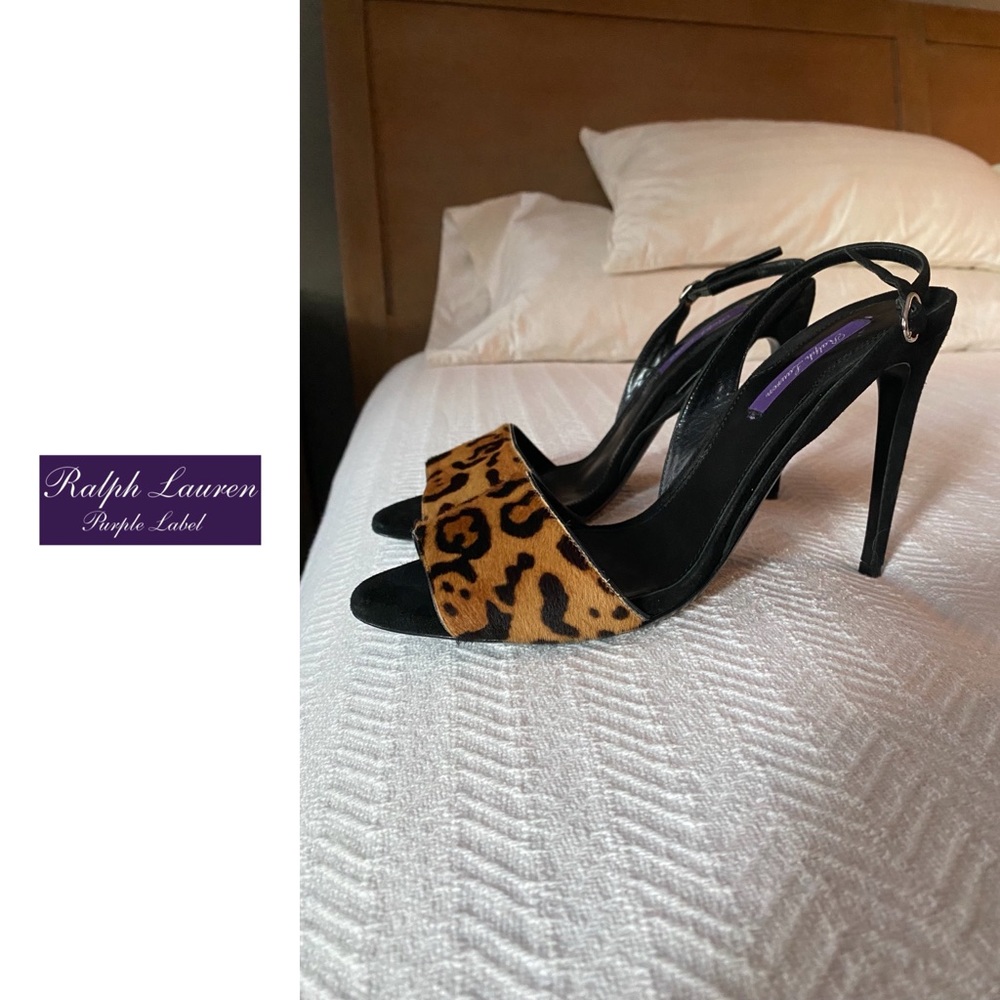 Ralph Lauren Purple Label Collection Leopard Slingback heels